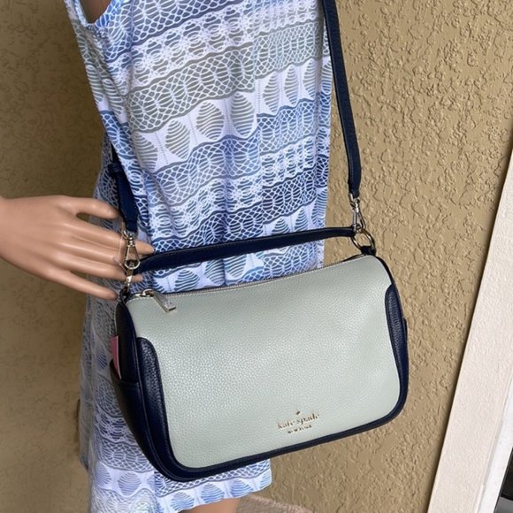 Kate Spade Pebbled Leather Crossbody Bag Light Pistachio Multi - Picture 13 of 16